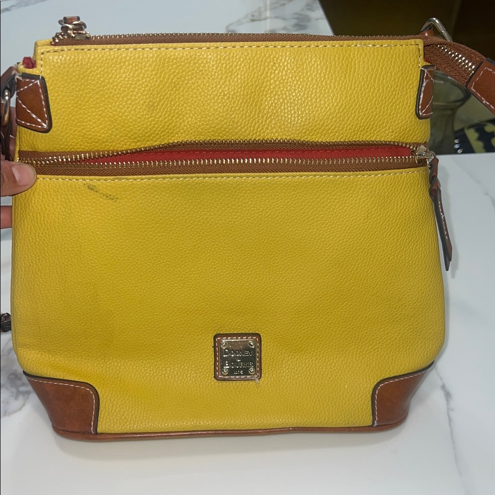 Vibrant Yellow and Tan Crossbody Bag